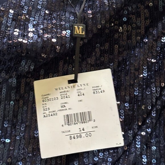 Midnight Blue Sequin One Shoulder Formal Gown - Melanie Lyne (Size 14) - Picture 4 of 4
